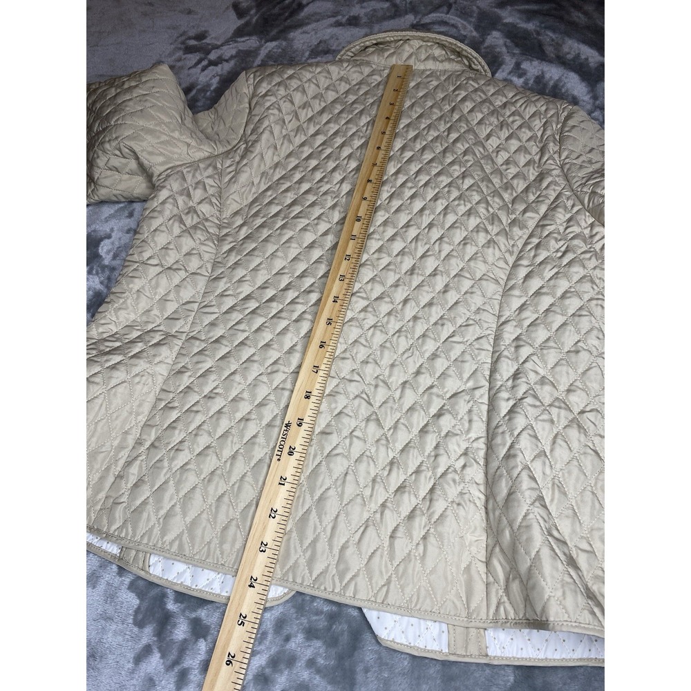 Briggs New York Women's Quilted Jacket Tan Dots Snap Front Collar Size 14 - Picture 9 of 9